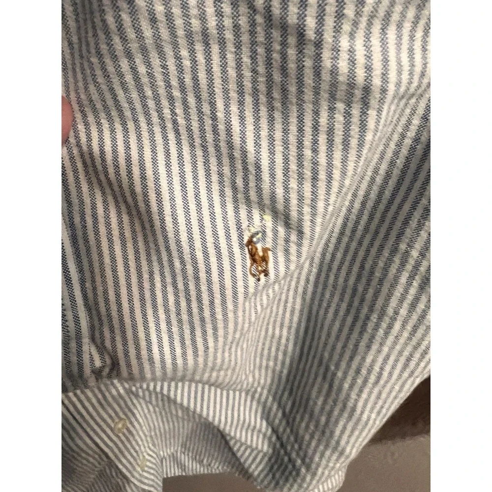 Boys Ralph Lauren blue white striped long sleeve Button Up‎ size 6 Vintage